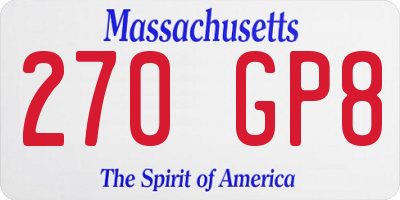 MA license plate 270GP8