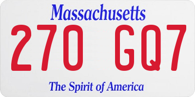 MA license plate 270GQ7