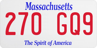 MA license plate 270GQ9