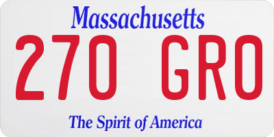 MA license plate 270GR0