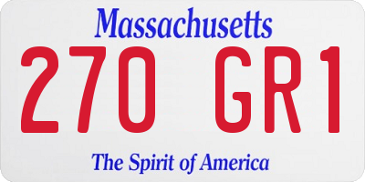 MA license plate 270GR1