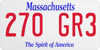 MA license plate 270GR3