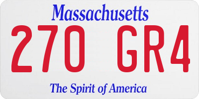MA license plate 270GR4