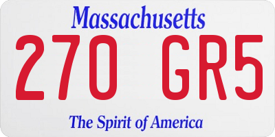 MA license plate 270GR5