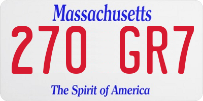 MA license plate 270GR7