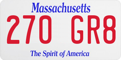 MA license plate 270GR8