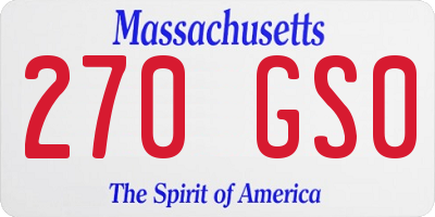 MA license plate 270GS0