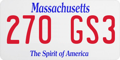 MA license plate 270GS3