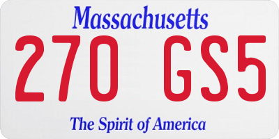 MA license plate 270GS5
