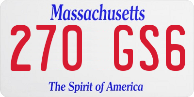 MA license plate 270GS6
