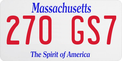 MA license plate 270GS7