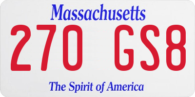 MA license plate 270GS8