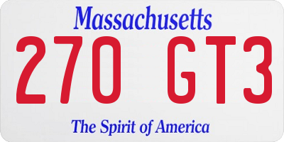 MA license plate 270GT3