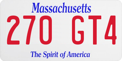 MA license plate 270GT4