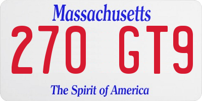 MA license plate 270GT9