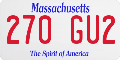 MA license plate 270GU2