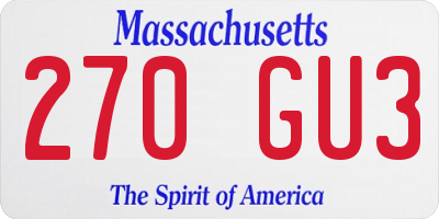 MA license plate 270GU3