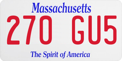 MA license plate 270GU5