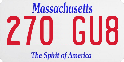 MA license plate 270GU8