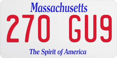 MA license plate 270GU9