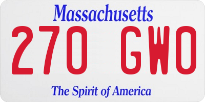 MA license plate 270GW0