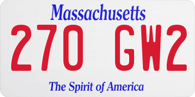 MA license plate 270GW2