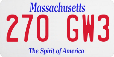 MA license plate 270GW3