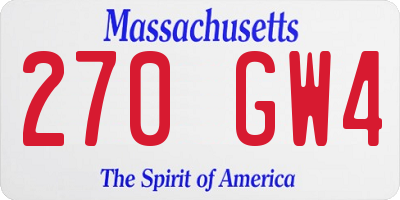 MA license plate 270GW4