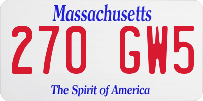 MA license plate 270GW5