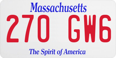 MA license plate 270GW6