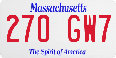 MA license plate 270GW7