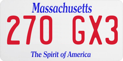 MA license plate 270GX3