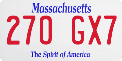 MA license plate 270GX7