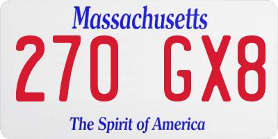 MA license plate 270GX8