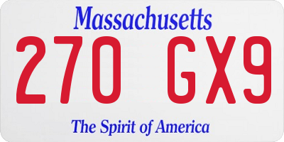 MA license plate 270GX9