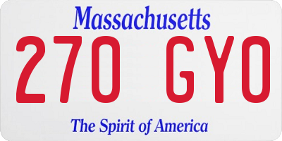MA license plate 270GY0
