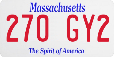 MA license plate 270GY2