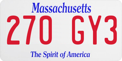 MA license plate 270GY3