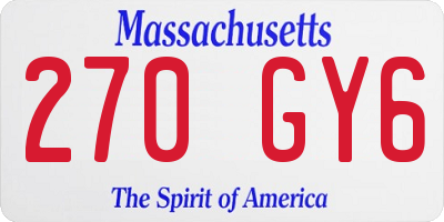 MA license plate 270GY6