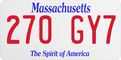 MA license plate 270GY7