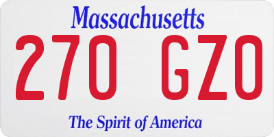MA license plate 270GZ0