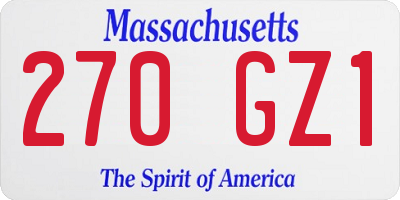 MA license plate 270GZ1