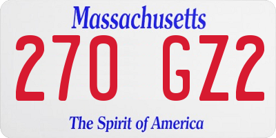 MA license plate 270GZ2