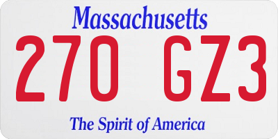 MA license plate 270GZ3