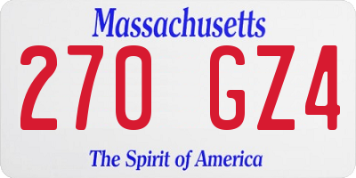 MA license plate 270GZ4