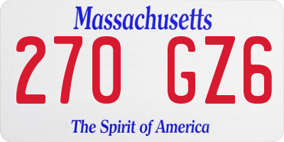 MA license plate 270GZ6
