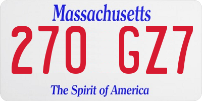 MA license plate 270GZ7
