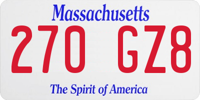 MA license plate 270GZ8