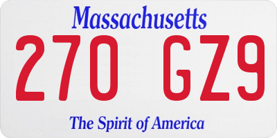 MA license plate 270GZ9