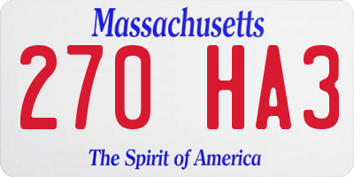 MA license plate 270HA3